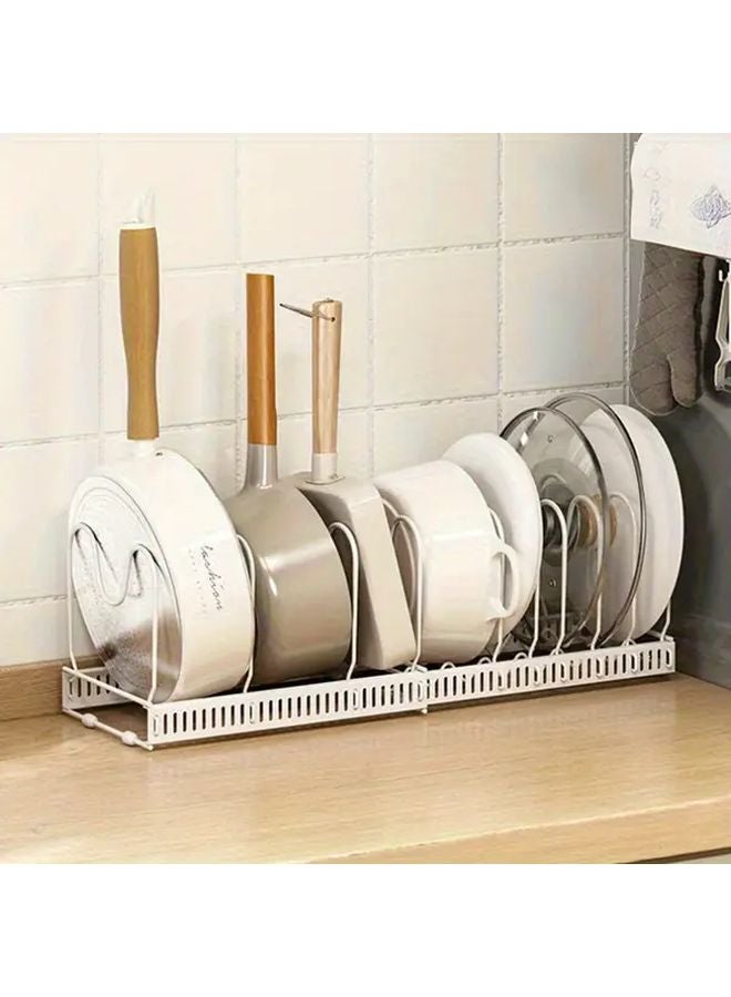 Adjustable Pot Lid Rack 2 Pack Beige 7 Way Rack And Wire Cloth Space Saving Storage - Image 4